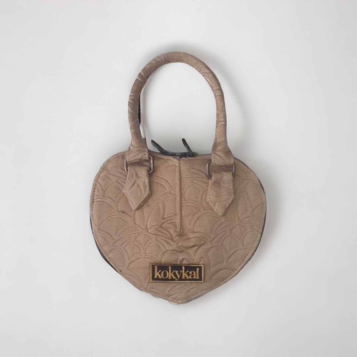 Taupe Tapestry kokykai Love Heart Handbag