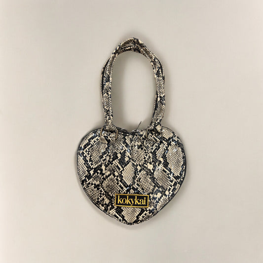 Vegan Python kokykai Love Heart Handbag